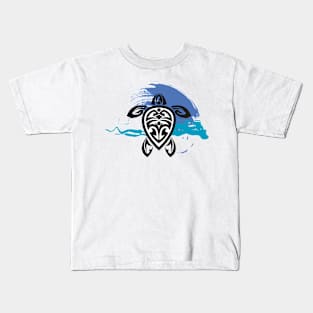 Tribal Turtle / Blue Wave Kids T-Shirt